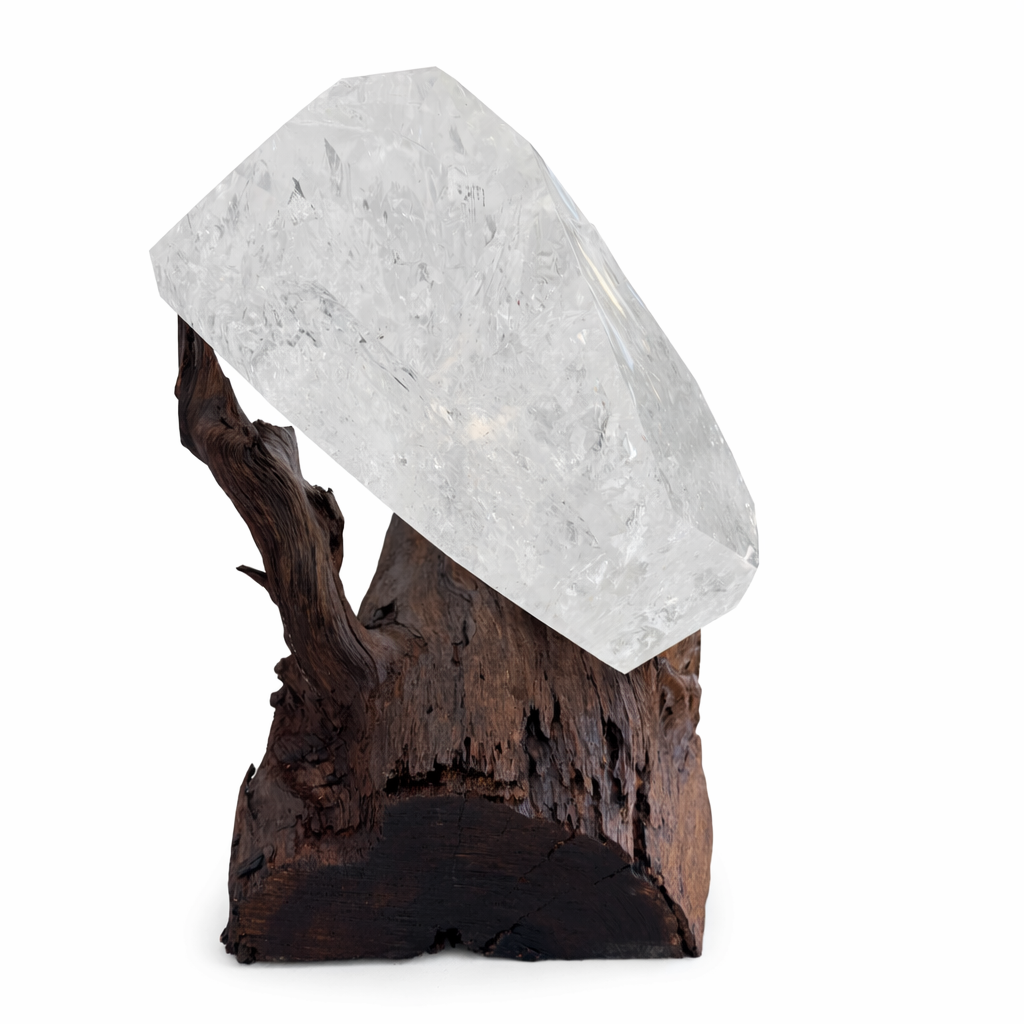 Lemurian Quartz On Wood Base