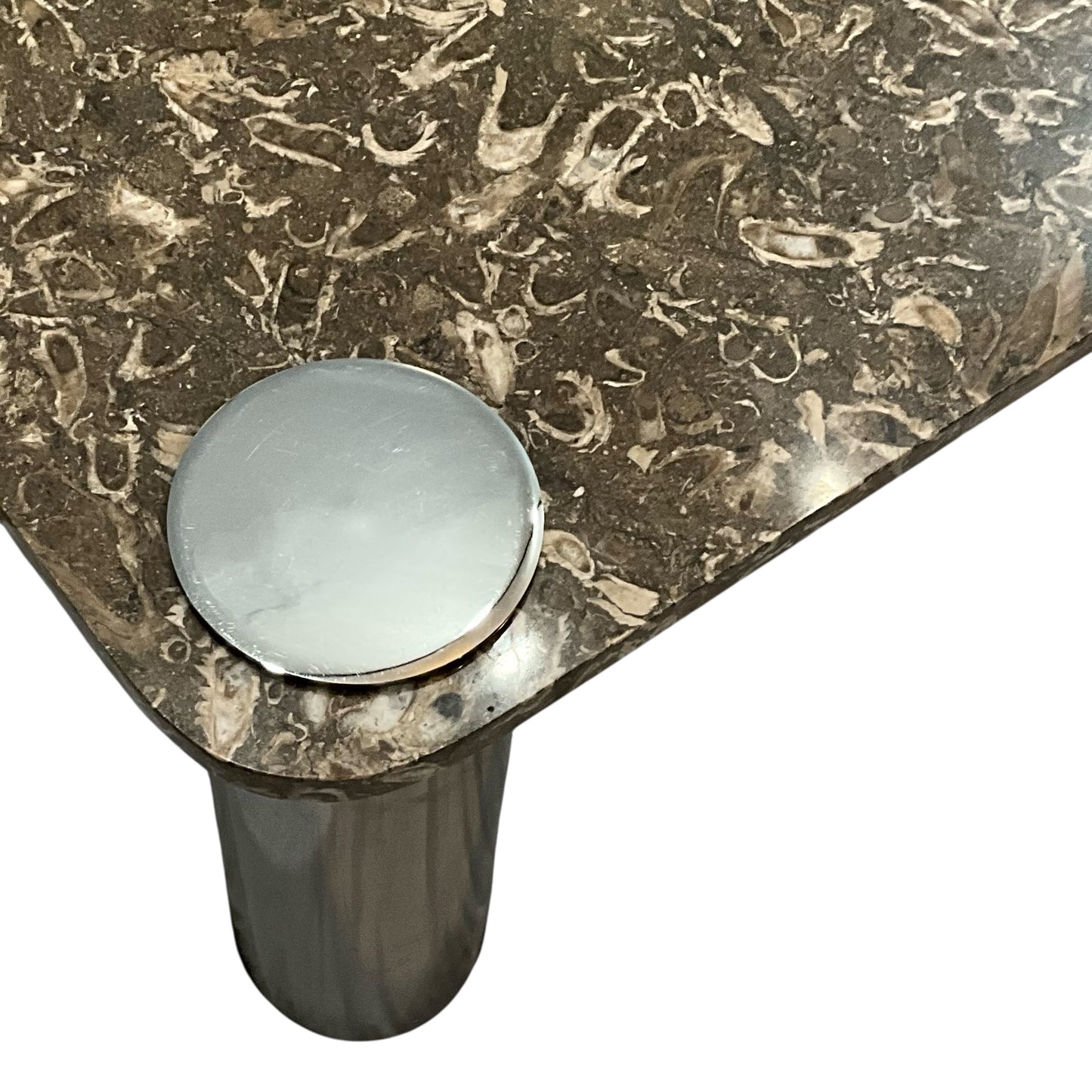 Pace Collection Fossilized Marble Coffee Table with Chrome Legs