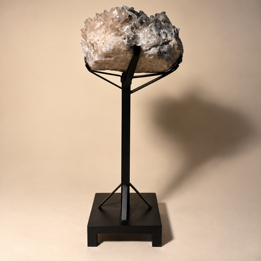 Extra Large Quartz Crystal Cluster on Metal Stand