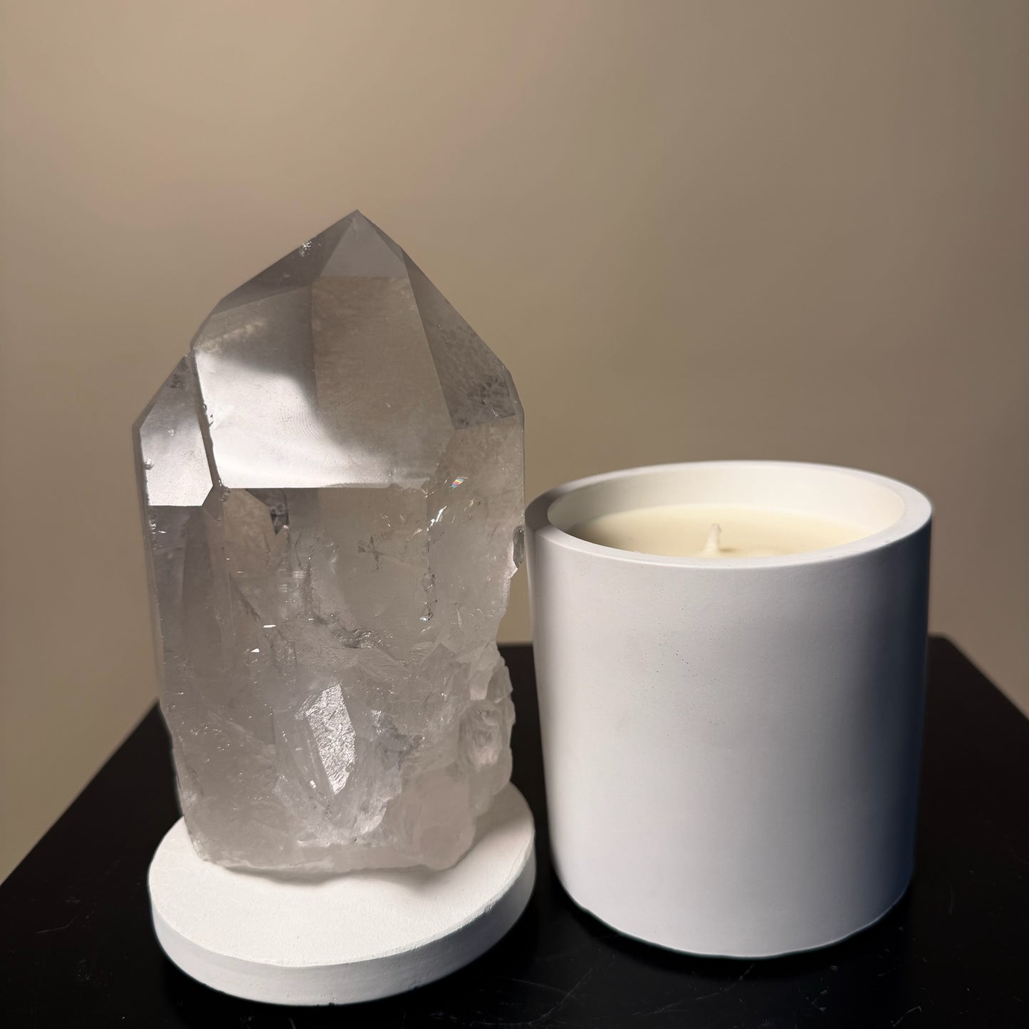 Triple Generator Lumerian Quartz Crystal Lid Gardenia Candle