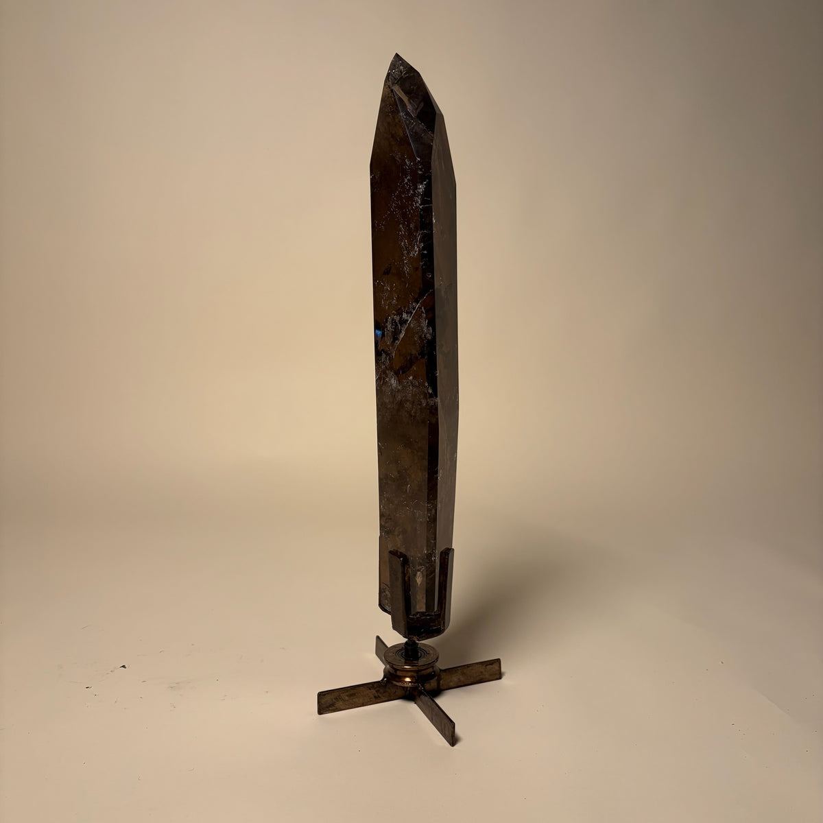 Smokey Quartz Spear Crystal On Rotating Base
