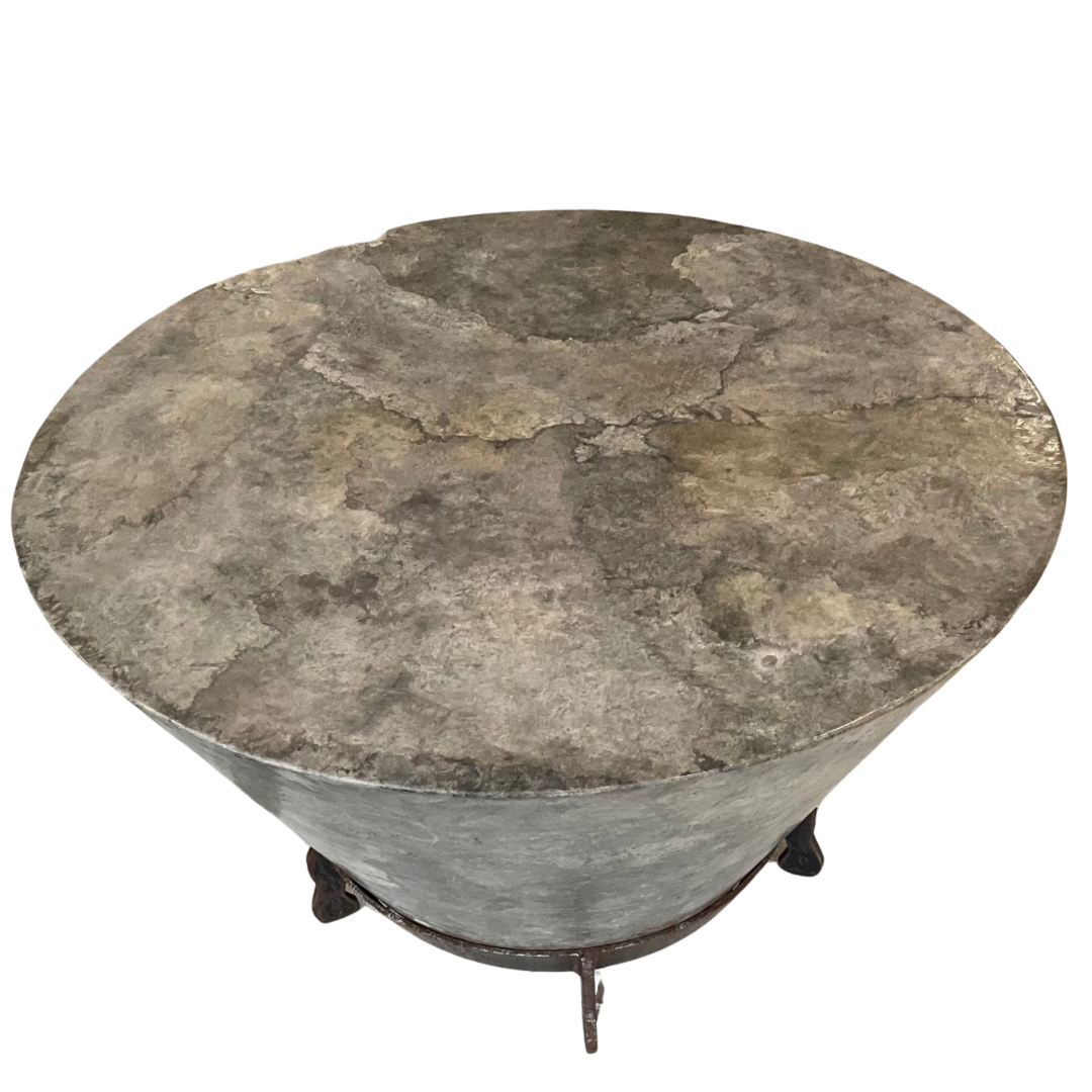 Parchment Conical Drum Table with Metal Base