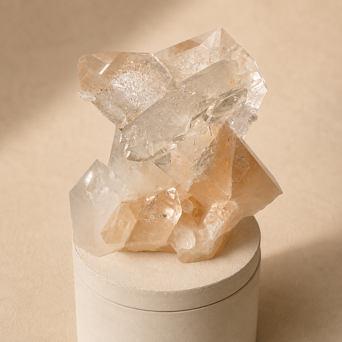 Quartz Crystal Generator Cluster Lid Gardenia Candle
