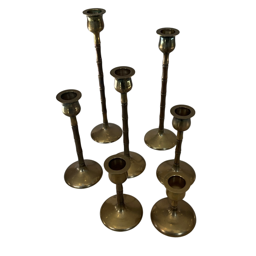 Set of 7 Brass Candle Sticks