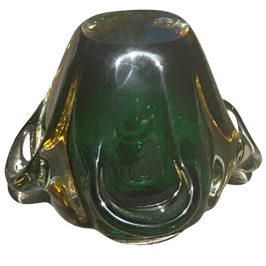 Green & Yellow Glass Candle Holder