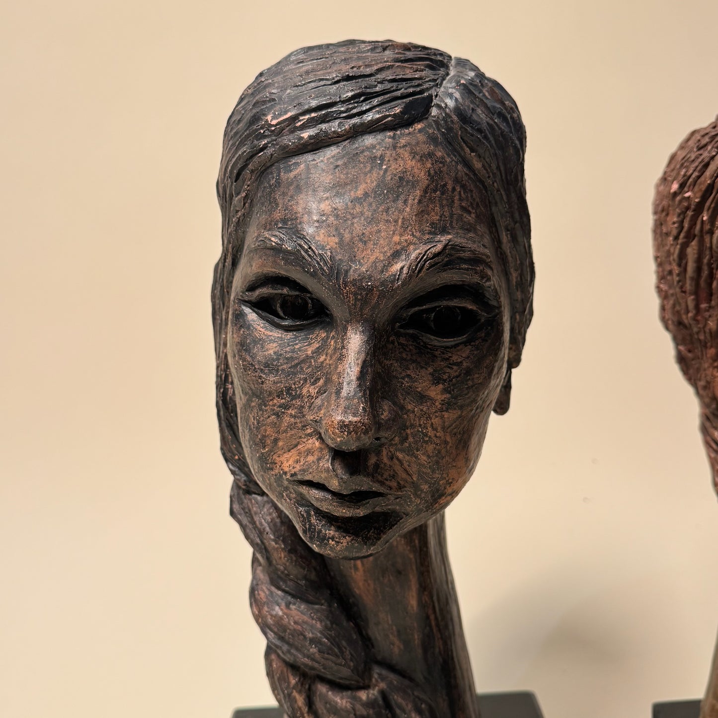 1960s Artisanal Ceramic Pair of Heads
