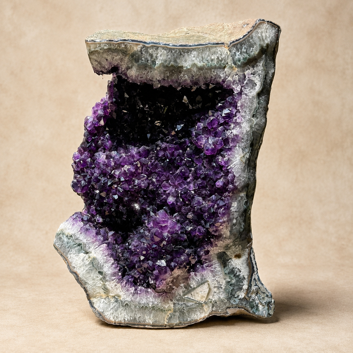 Abstract Amethyst Crystal Geode Free-Standing Cluster