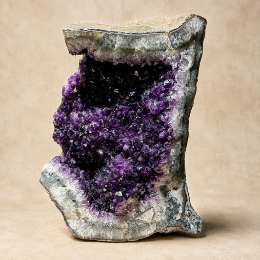 Abstract Amethyst Crystal Geode Free-Standing Cluster