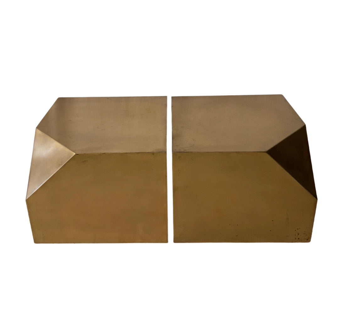 Pair of Geometric Brass Side Tables