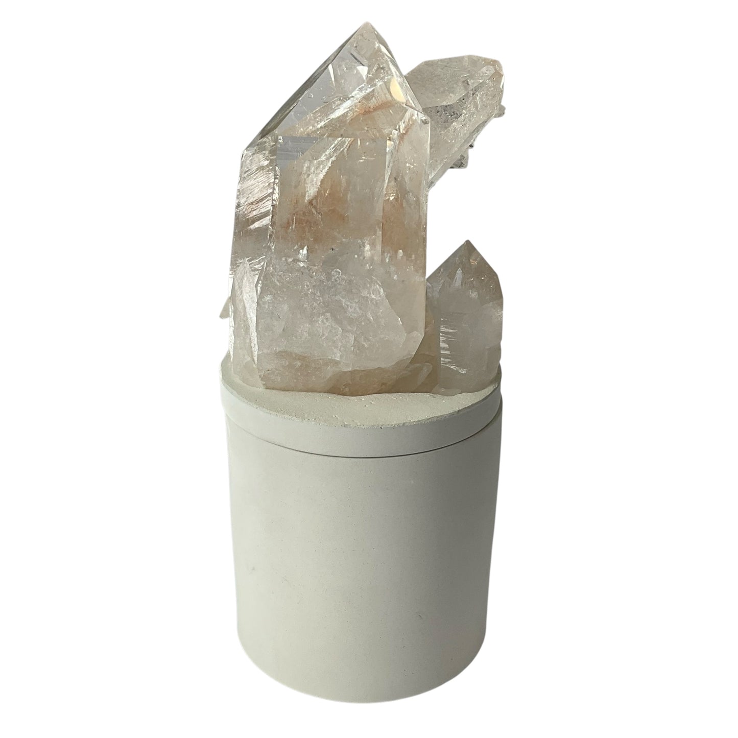 Quartz Crystal Generator Cluster Lid Gardenia Candle