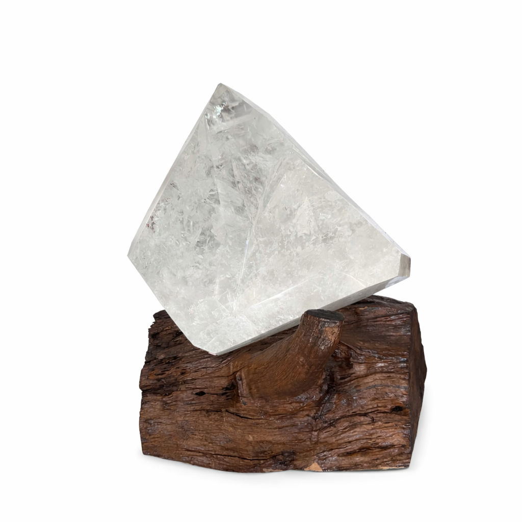 Lemurian Quartz On Wood Base
