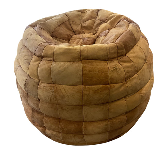De Sede 1970's Leather Patchwork Pouf / Ottoman / Lounger
