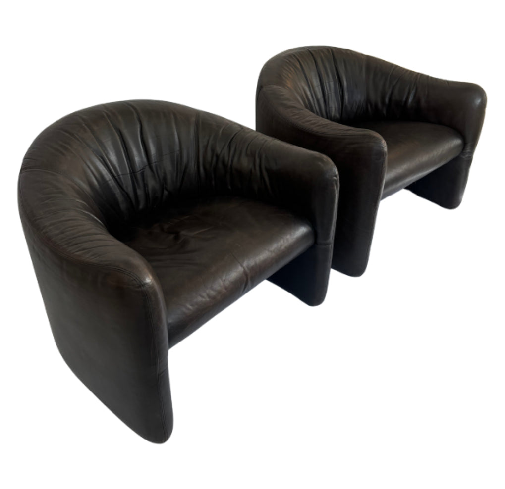 Jules Heumann for Metropolitan Pair of Leather Club Chairs