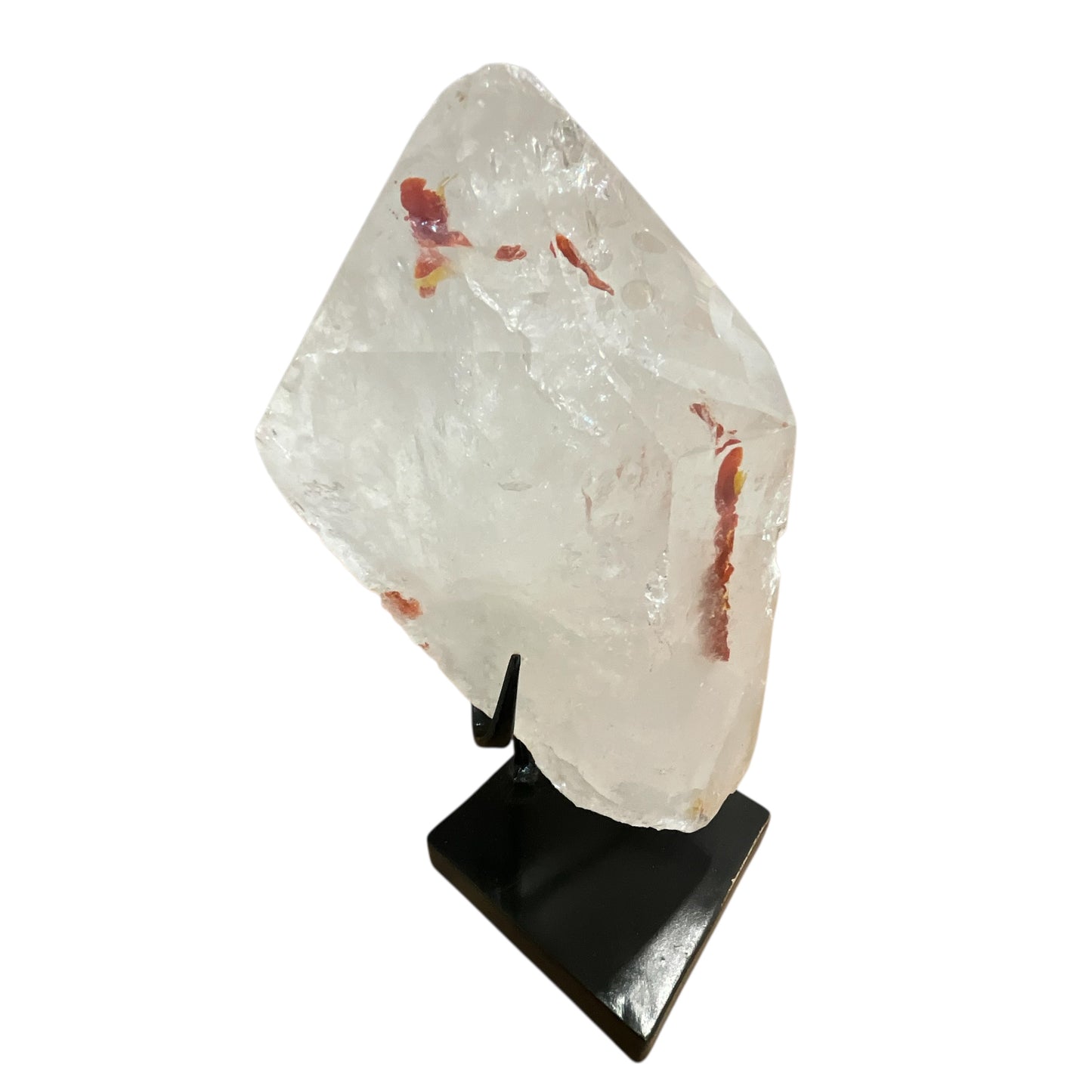 Fire Quartz Crystal w/ Red Hematite Inclusions on Stand
