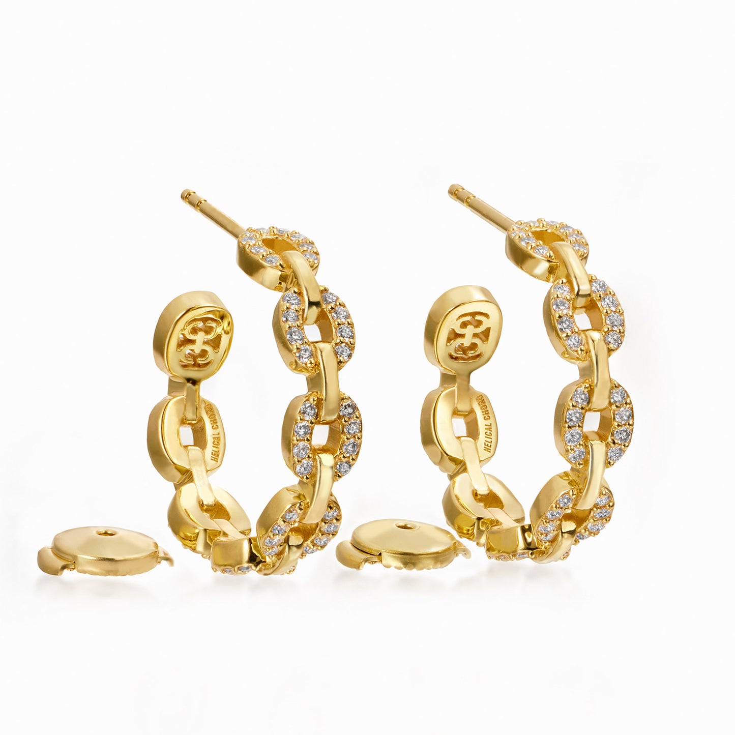 Links Tiny Chain Yellow Gold Earrings