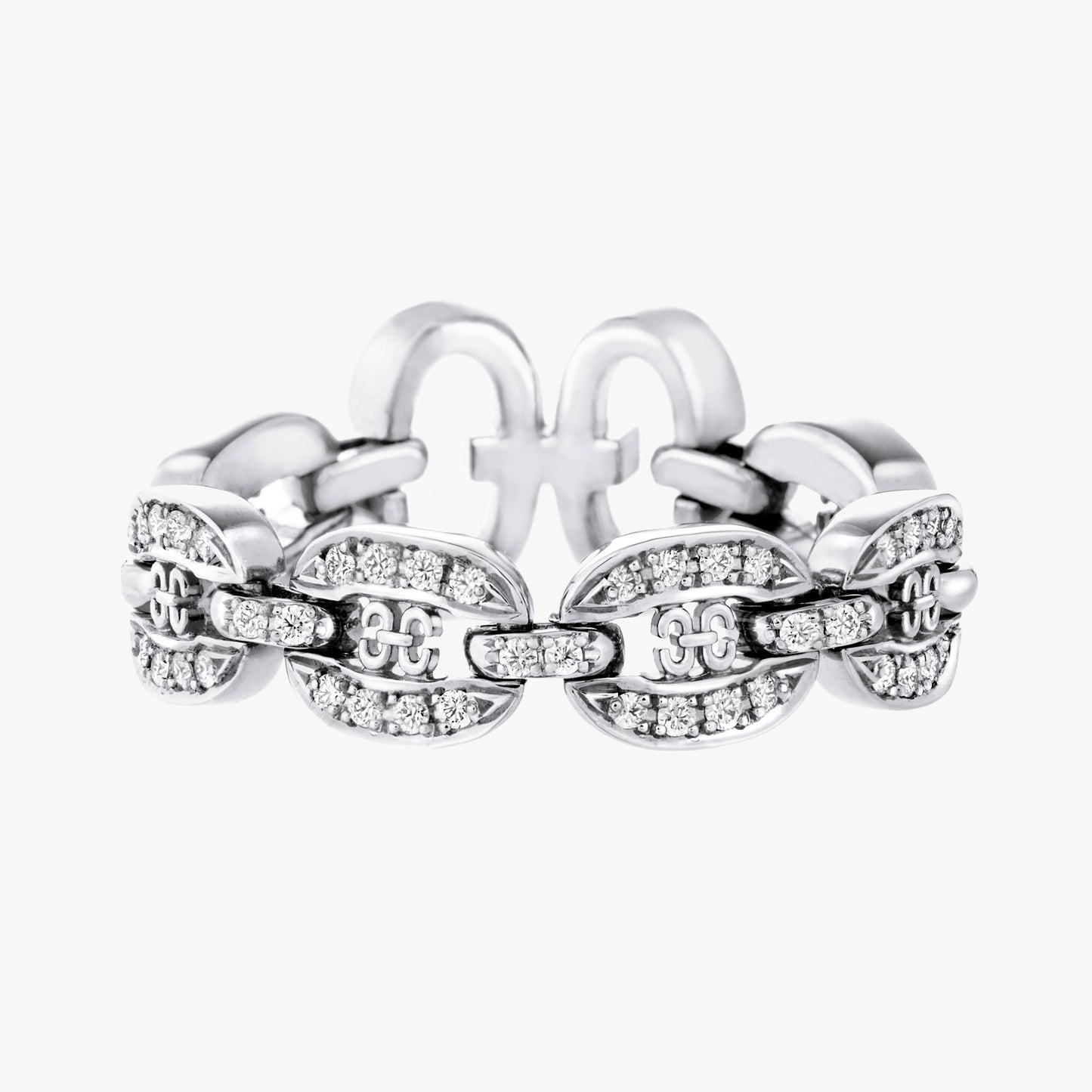 Links Iconic White Gold Chain ring