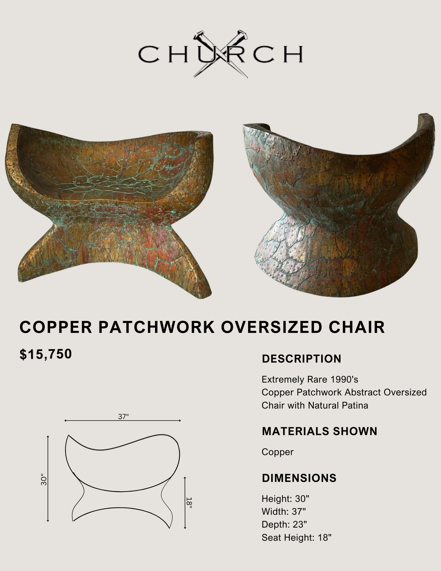 Copper Patchwork Oversized Chair