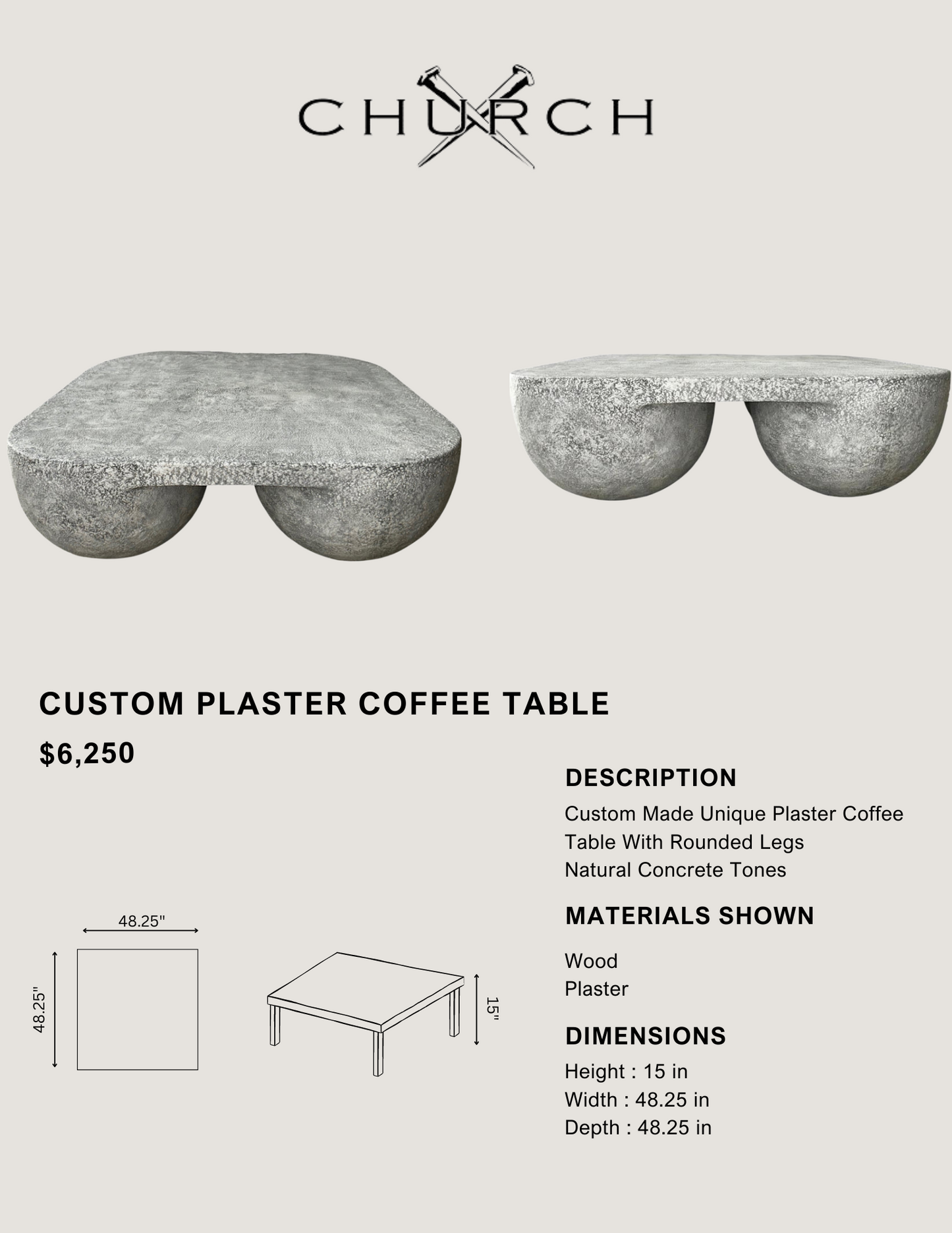 Custom Plaster Coffee Table