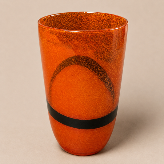 Vintage Blown Glass Vase with Abstract Design