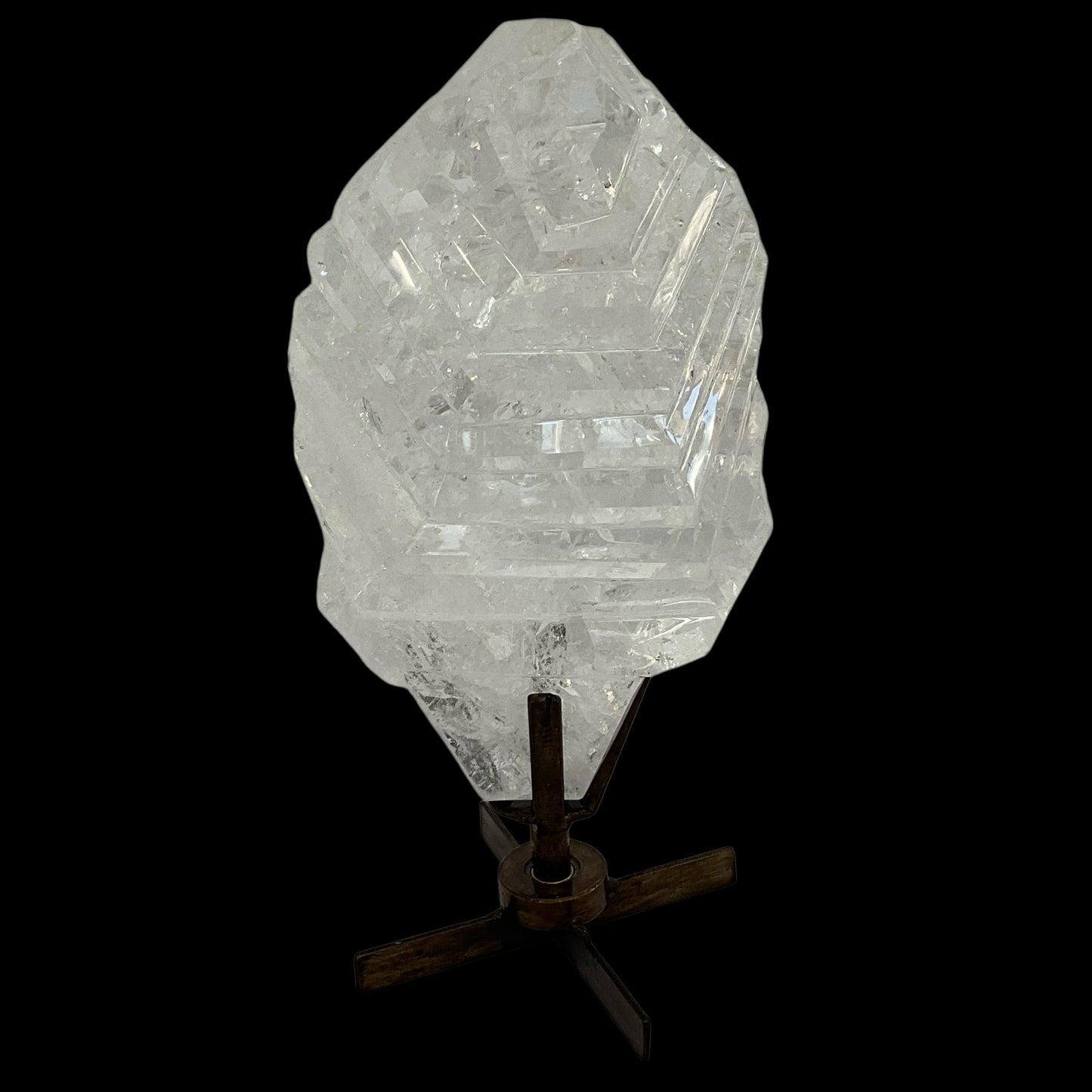 Large Polished Quartz Crystal on Spinning Stand