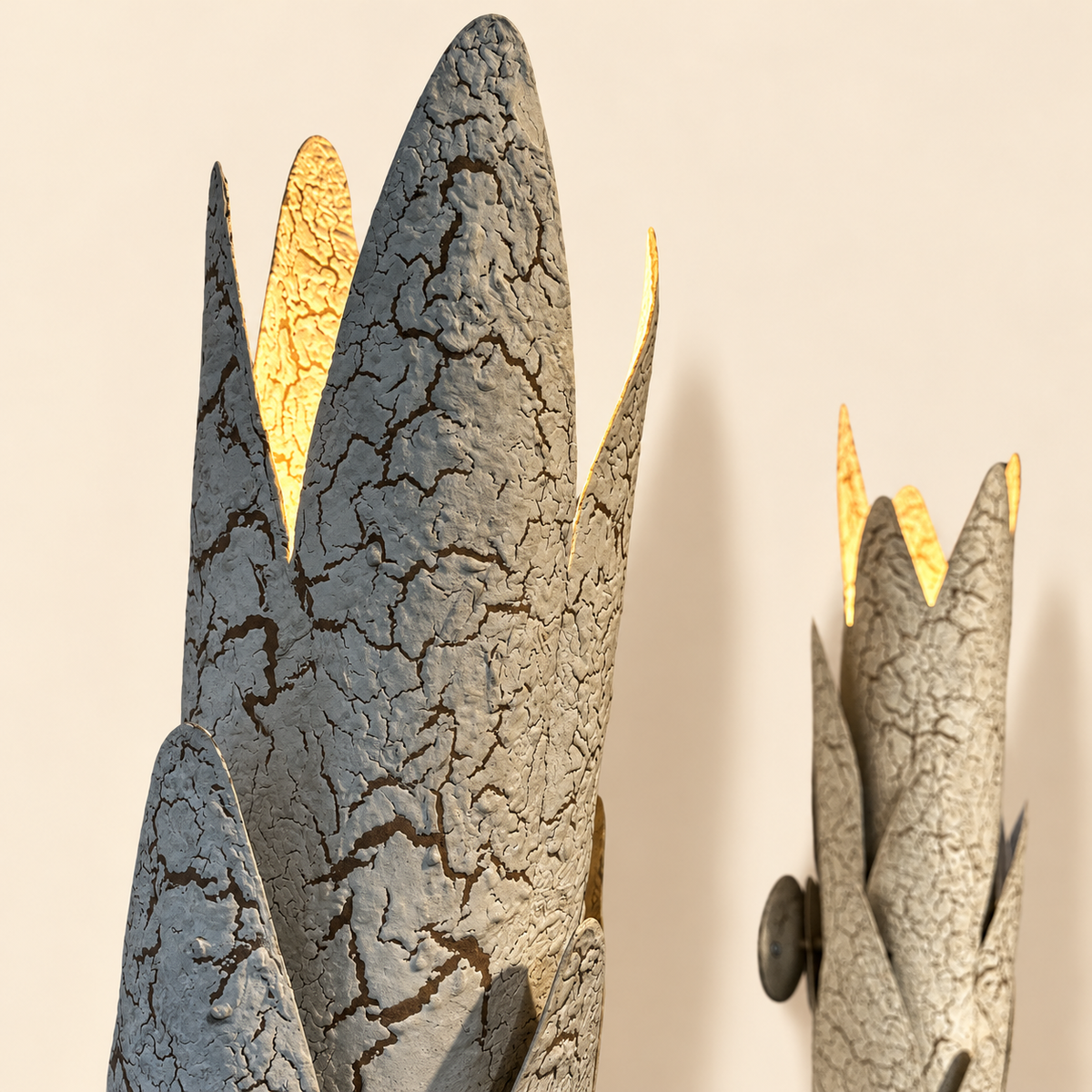 Pair of Custom Postmodern Textured Brutalist Sconces
