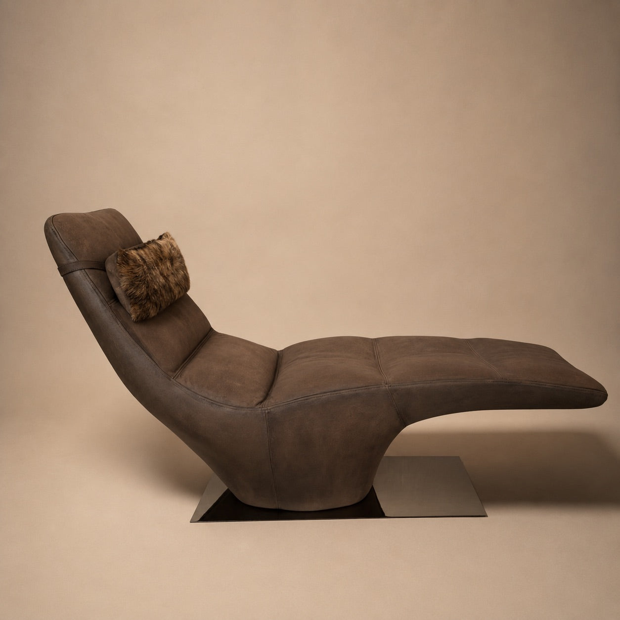Brown Leather & Chrome Lounge Chair