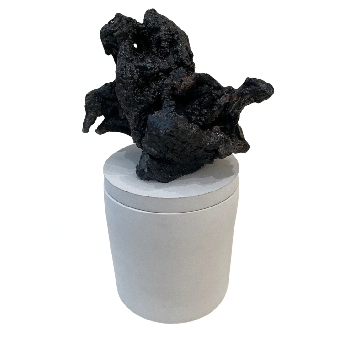 Abstract Black Jasper Lid Gardenia Candle