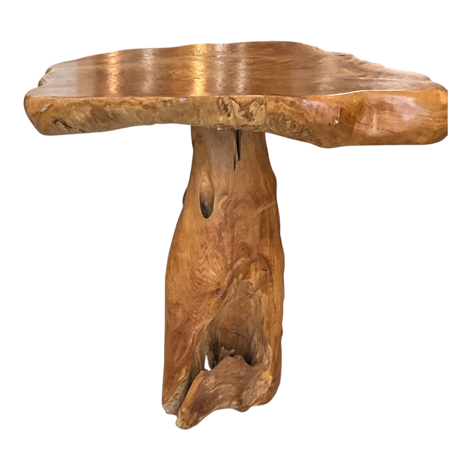 Vintage Abstract Raw Natural Wood Table