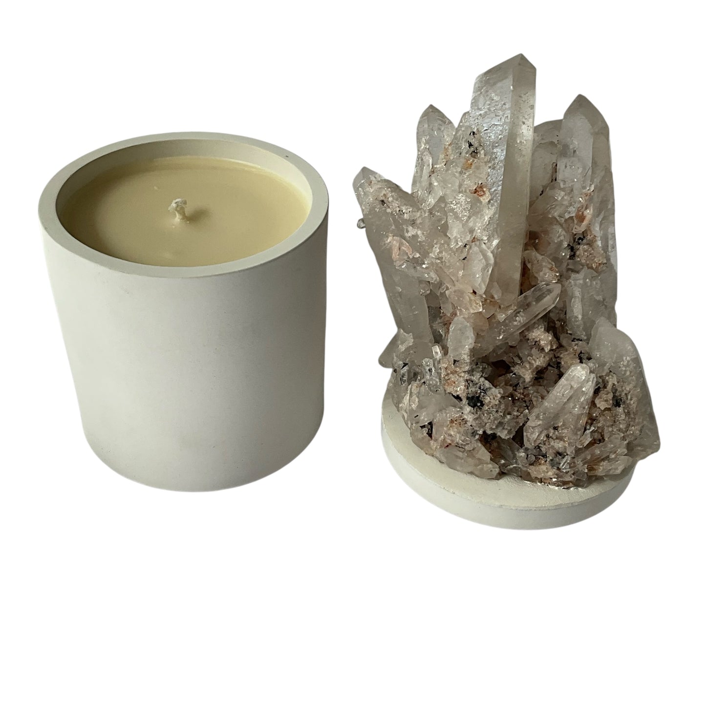 Quartz Crystal Generator Cluster Lid Gardenia Candle