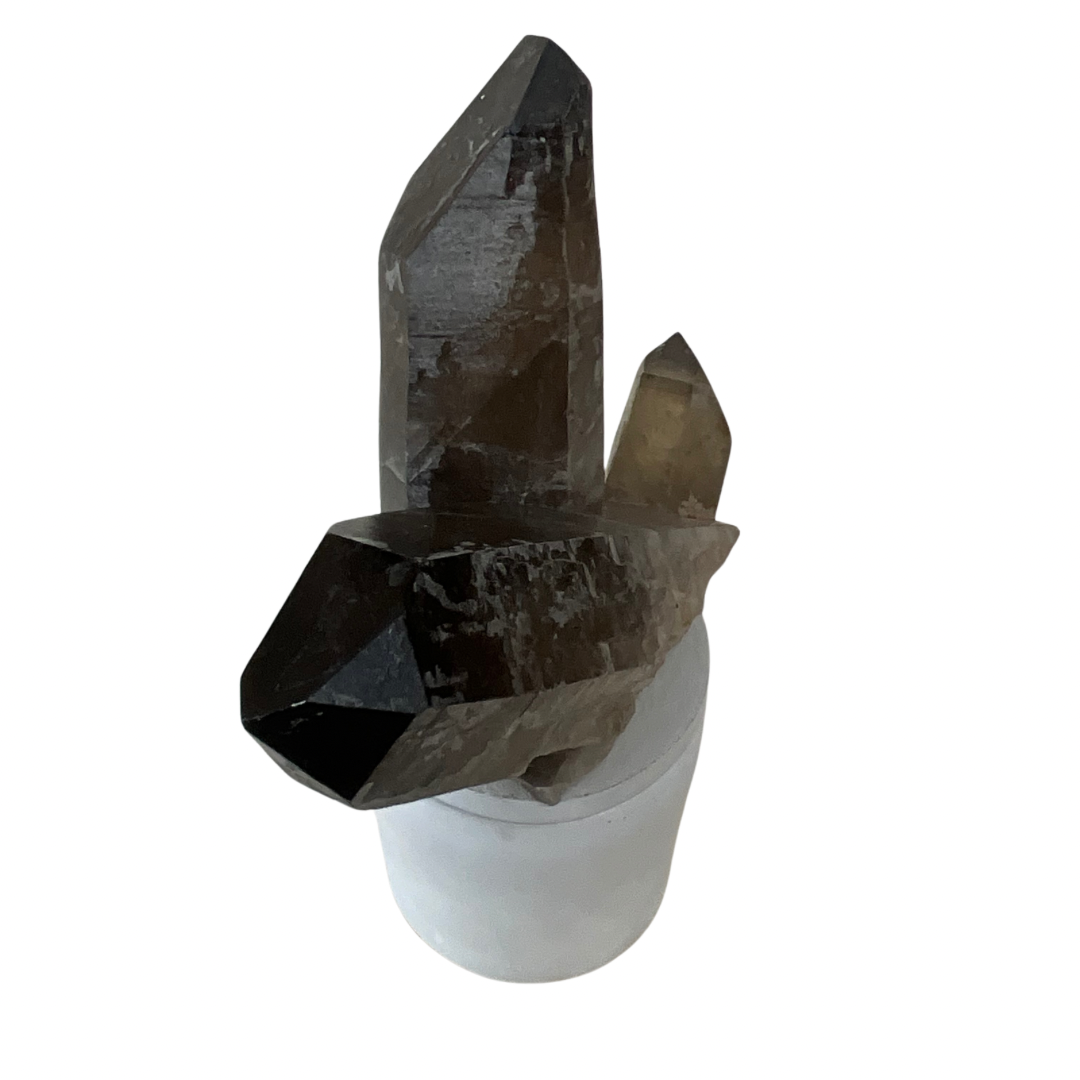 Large Smoky Quartz Generator Cluster Lid Gardenia Candle