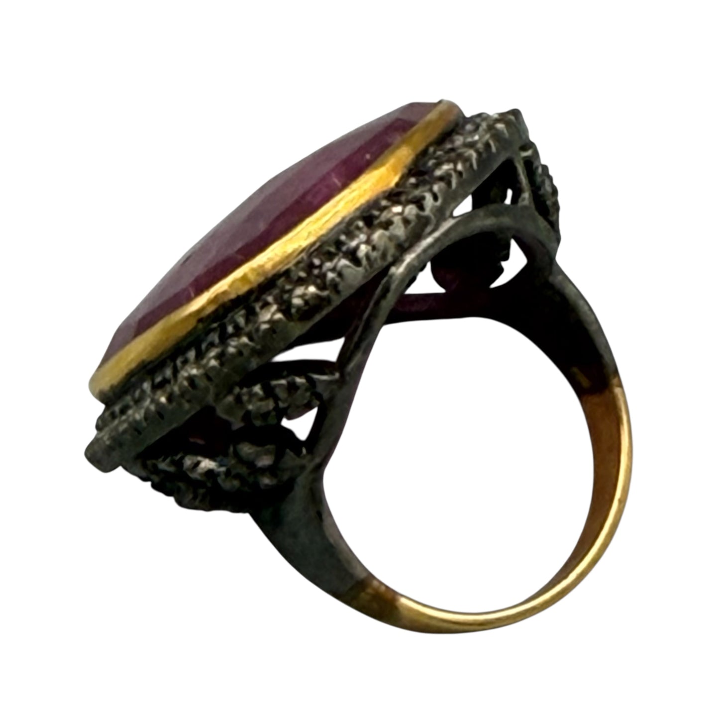 Faceted Pink Sapphire Ring with Diamonds