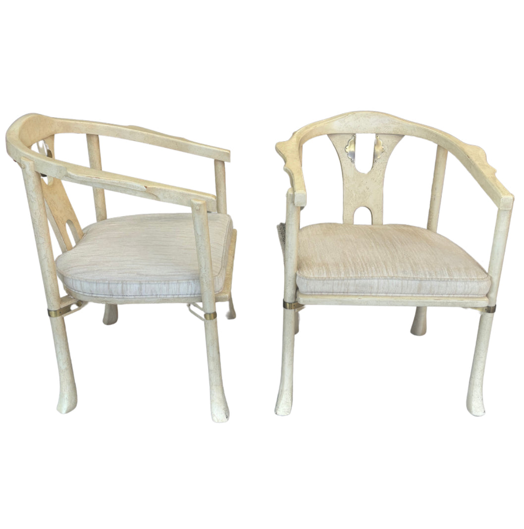 Pair of Arm Chairs with Textured Antique Finish by James Mont for Century Chair Company