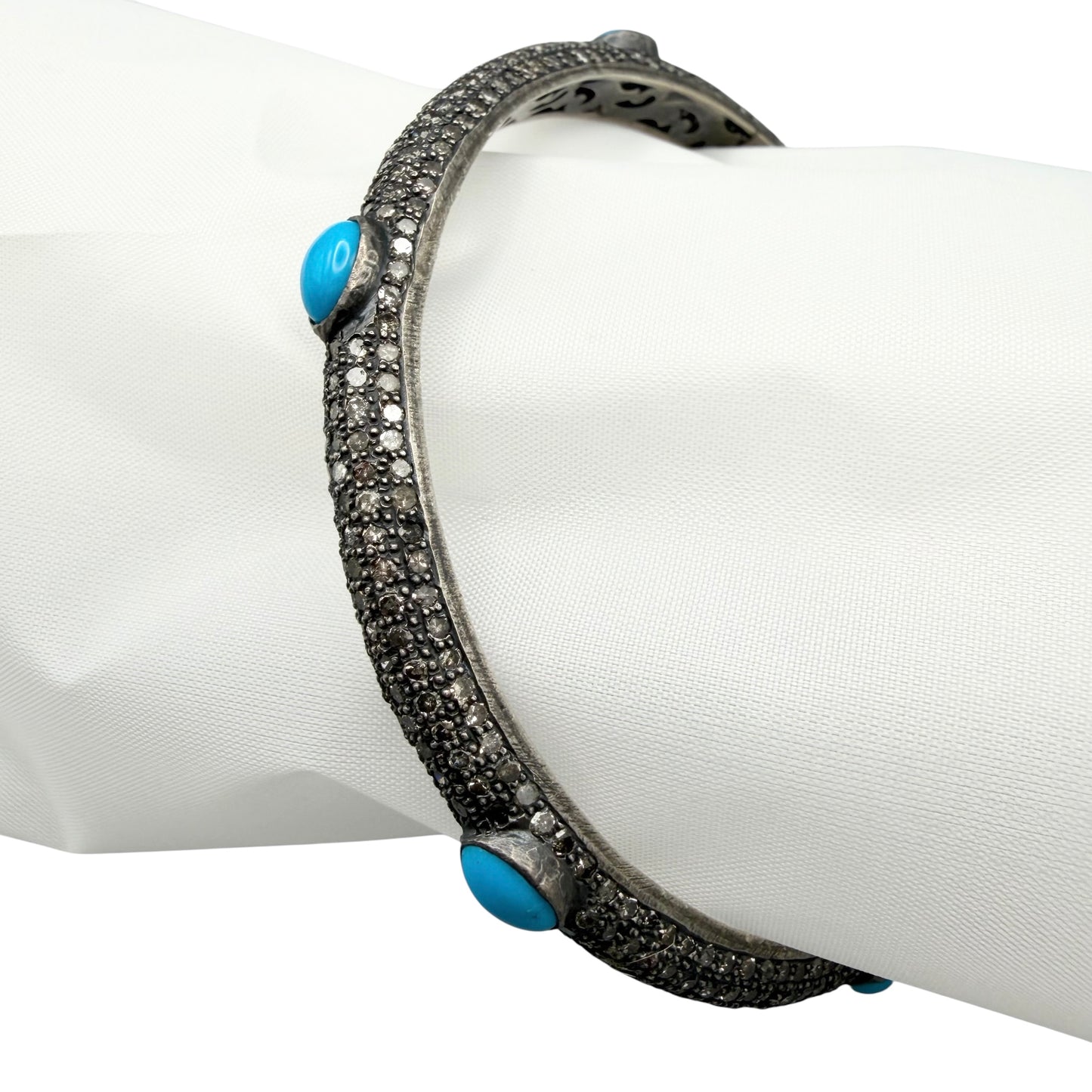 Diamond Bangle with Turquoise Accents