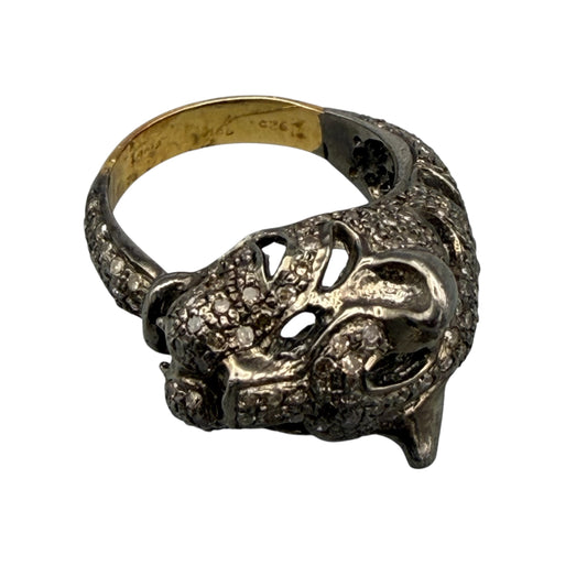 Panther Motif Ring with Diamonds