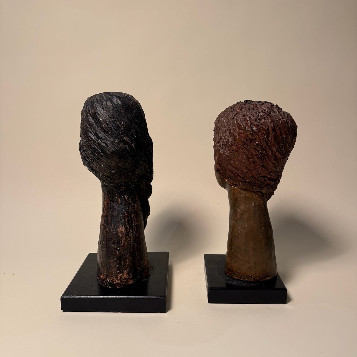 1960s Artisanal Ceramic Pair of Heads