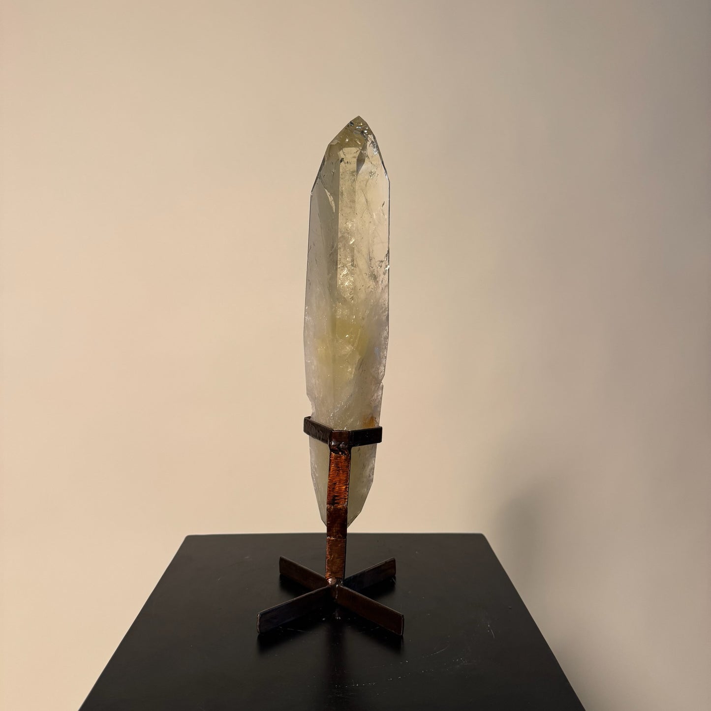 Large Citrine Crystal Point on Metal Stand
