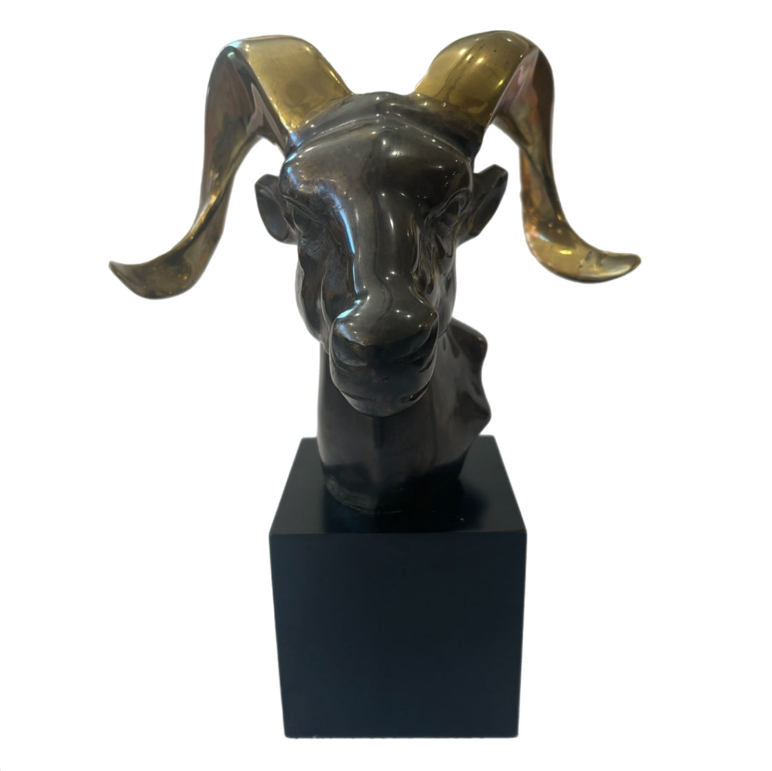 Brass Ram Head on Pedestal