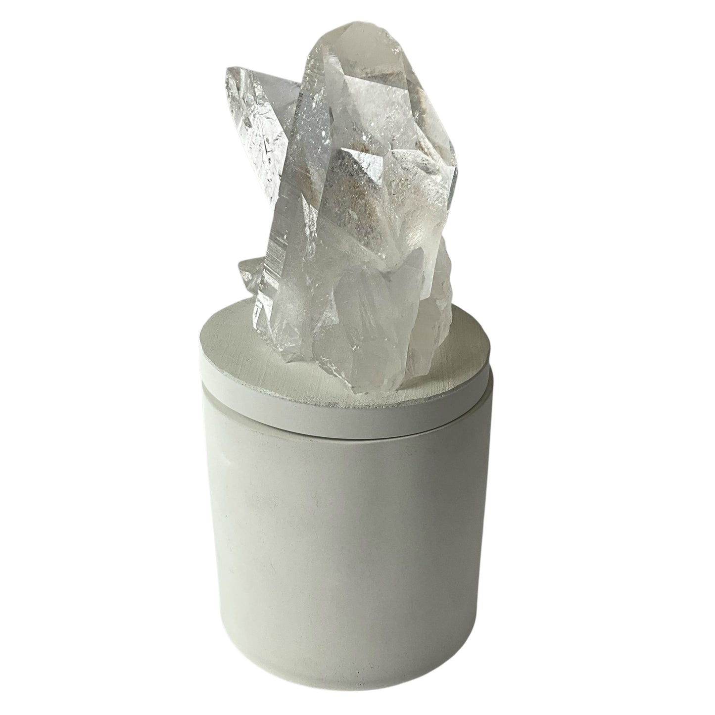 Twin Lumerian Quartz Crystal Generators Lid Gardenia Candle