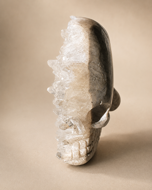 Hand Carved Quartz Crystal Skull with Generators