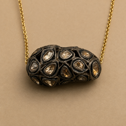 18K Yellow Gold Chain with Diamond Pendant