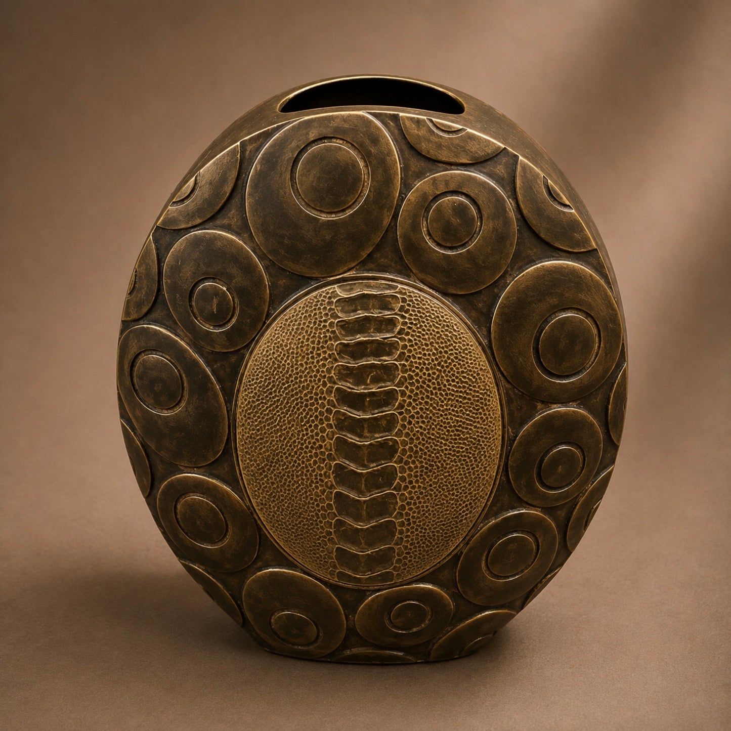 R & Y Augousti Bronze Tone Brass Vase with Reptile Accents