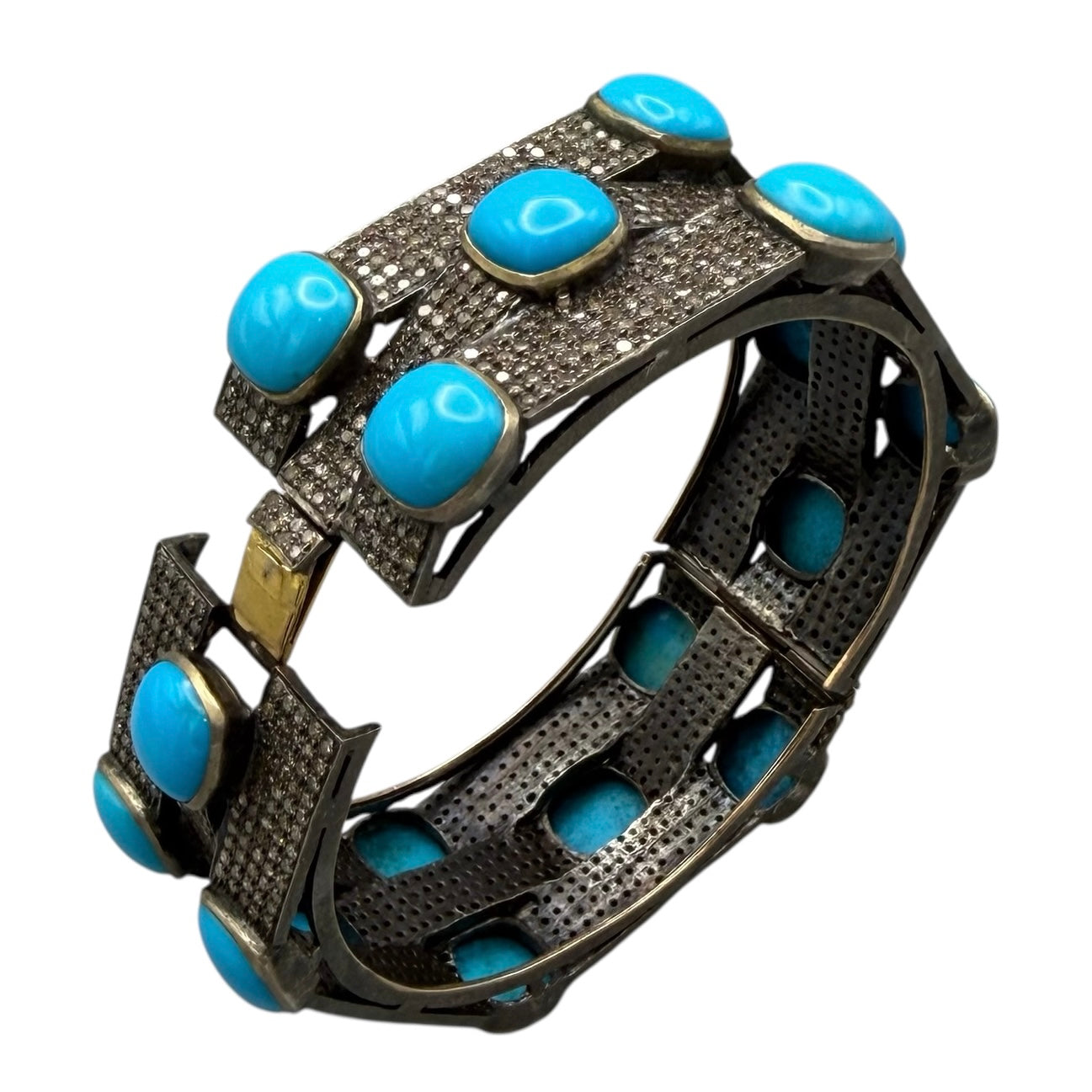 Triple Layer Bracelet with Diamonds & Turquoise