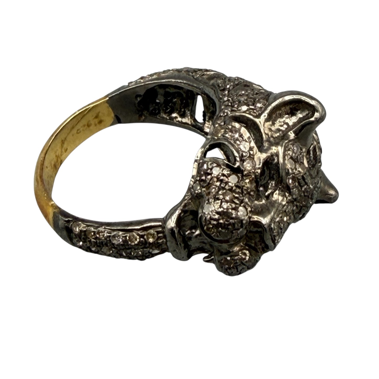 Panther Motif Ring with Diamonds