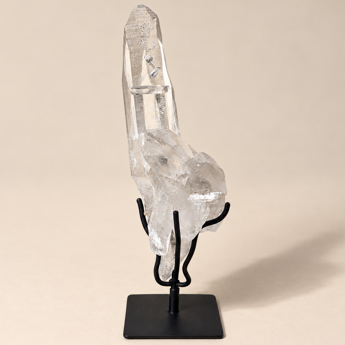 Lemurian Quartz Crystal Generator Cluster on Stand