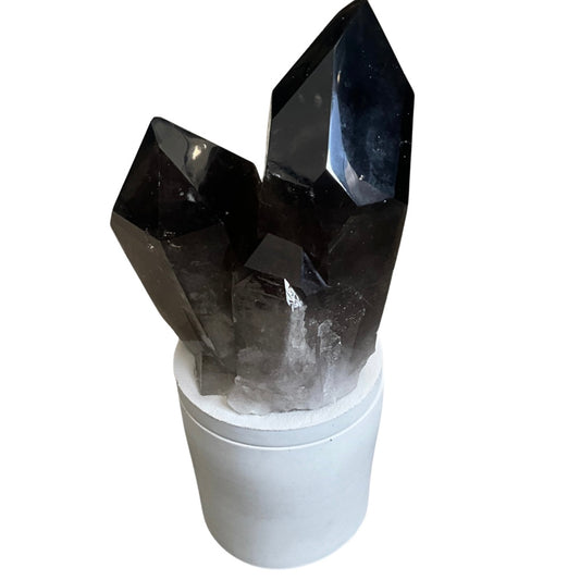 Smoky Quartz Generator Cluster Lid Gardenia Candle