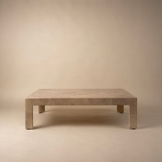 Monumental  Karl Springer goat skin parchment coffee table