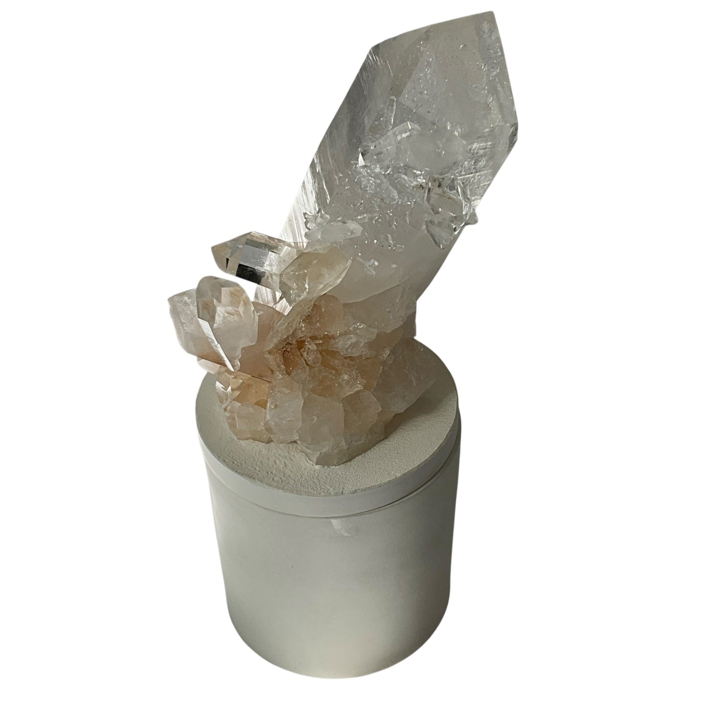 Quartz Crystal Generator w/Small Growths Gardenia Candle