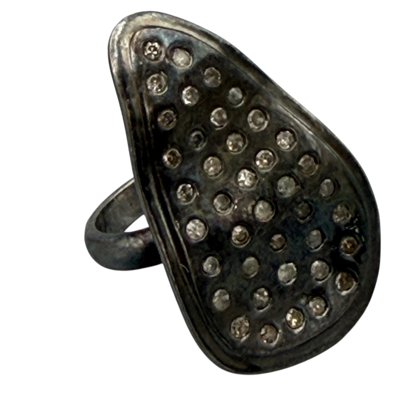 Abstract Sterling Silver & Diamonds Ring