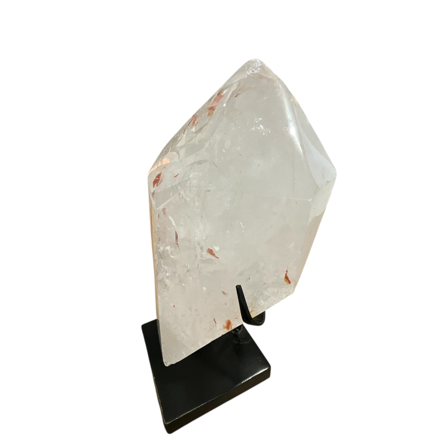 Fire Quartz Crystal w/ Red Hematite Inclusions on Stand
