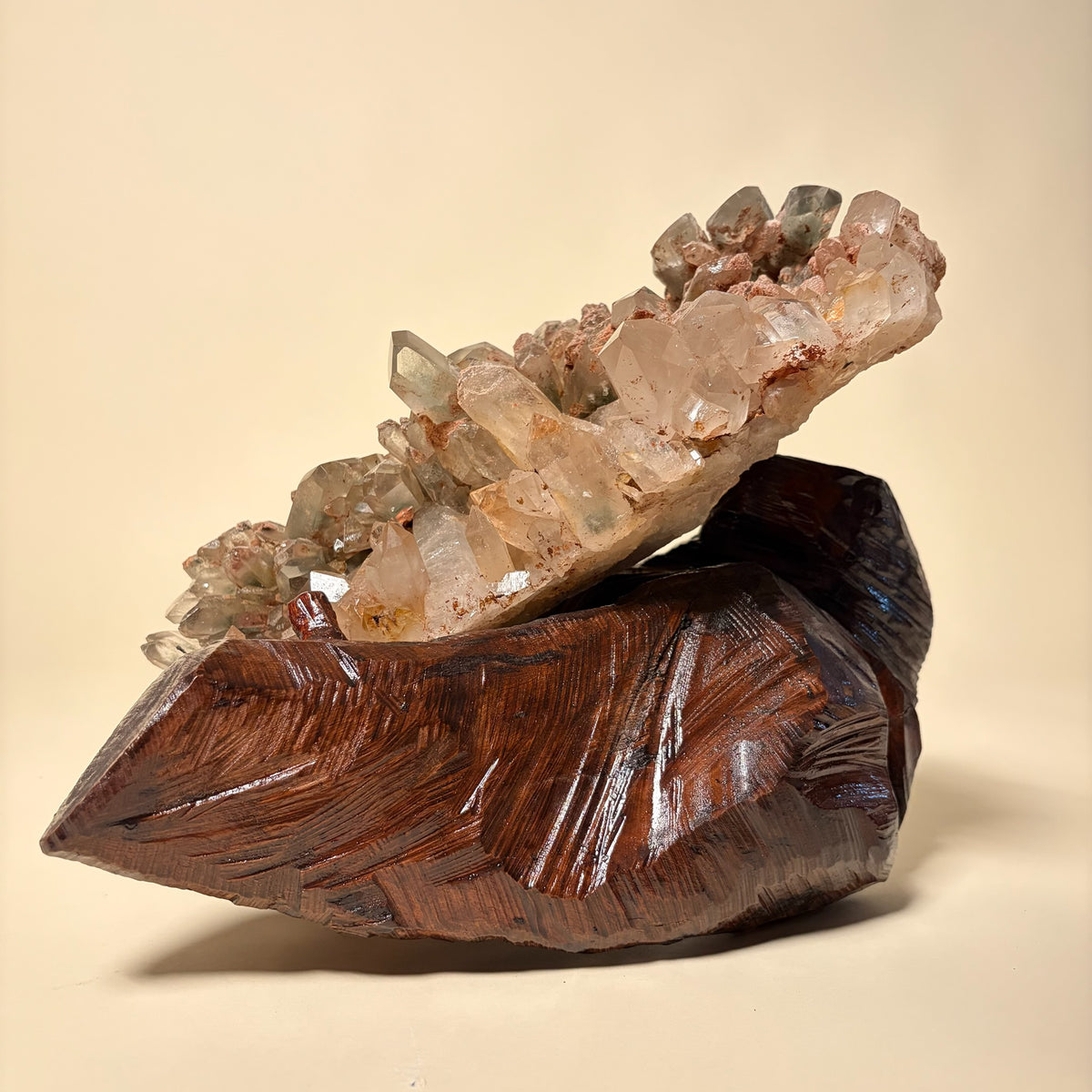 Quartz Cluster Crystal On Wooden Stand